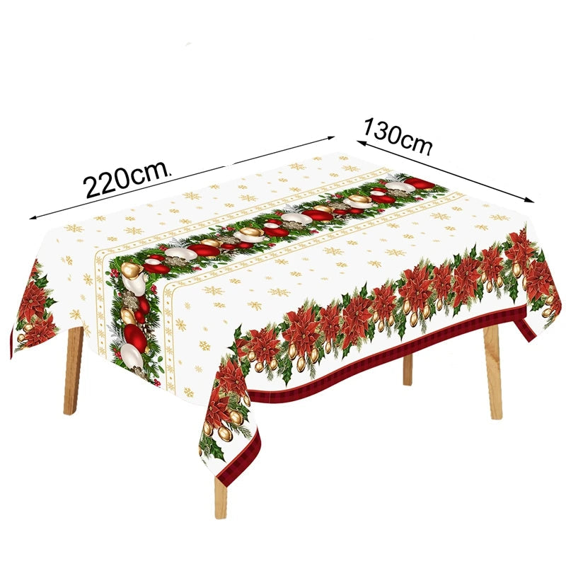 Nappe Plastique à Motifs Fleurs de Noël Festif