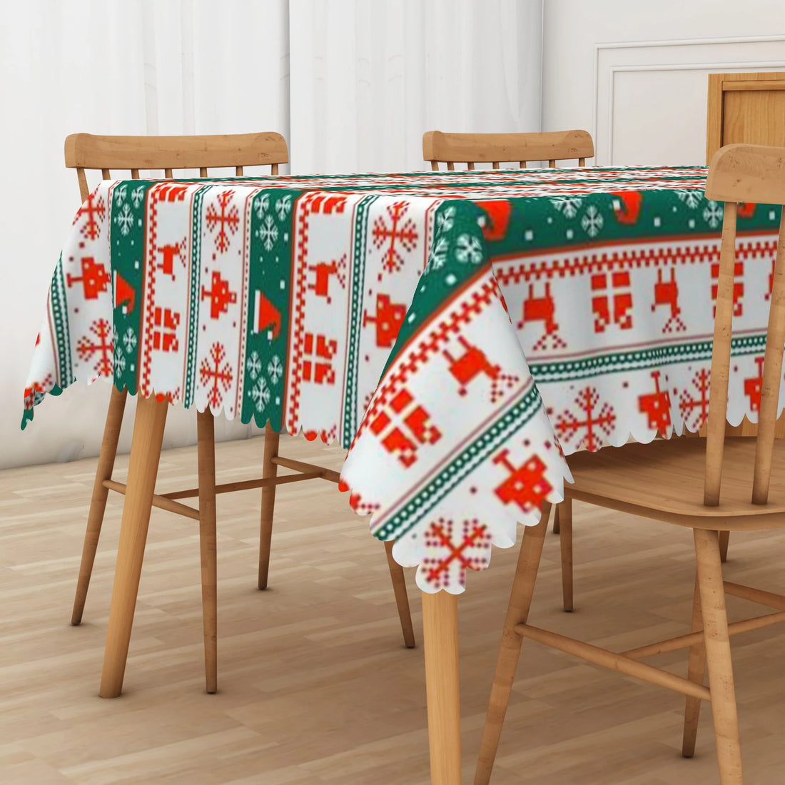 Nappe à Rayures Rouge et Vert Motifs Noël Chic
