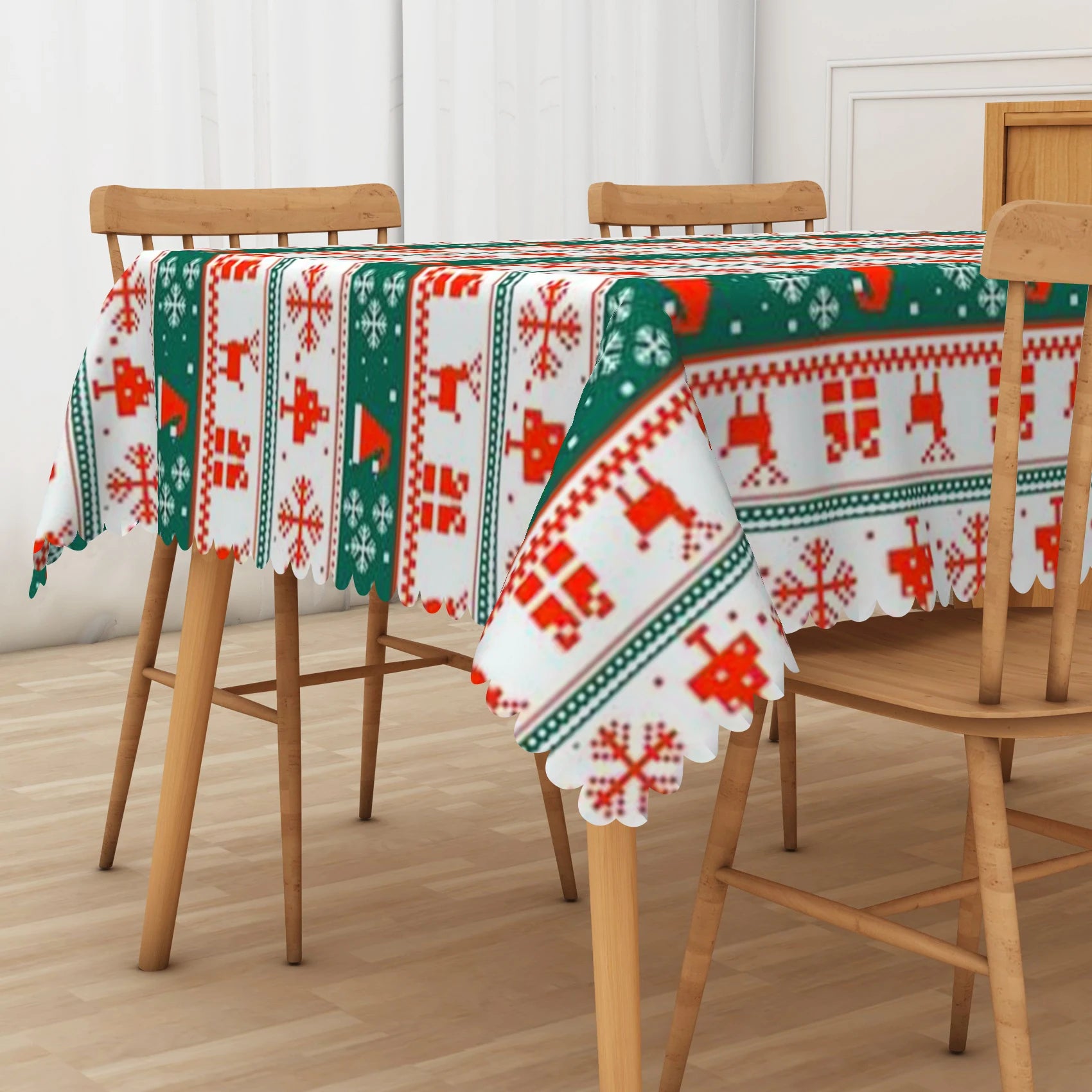 Nappe à Rayures Rouge et Vert Motifs Noël Chic