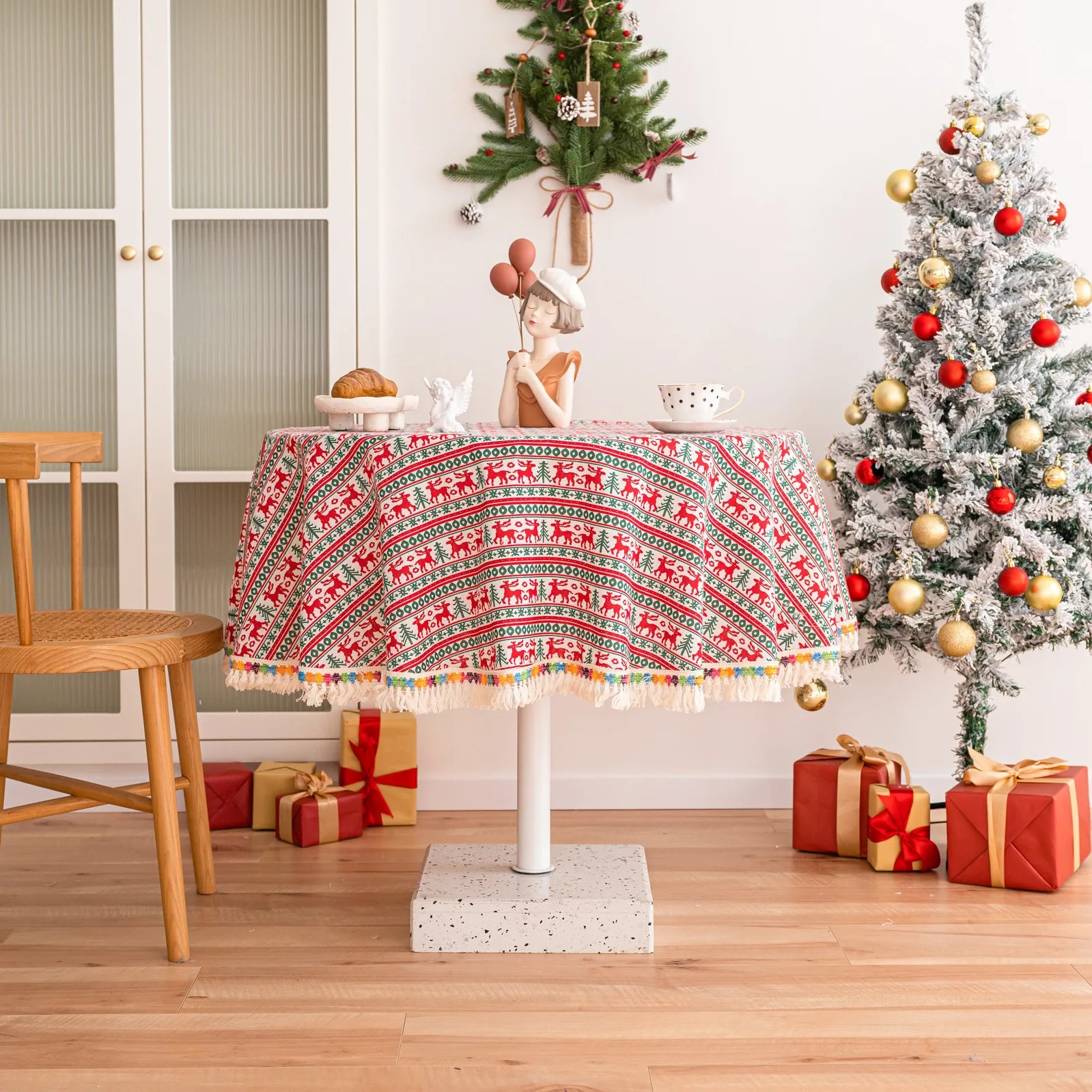 Nappe Ronde Thème Noël à Motif