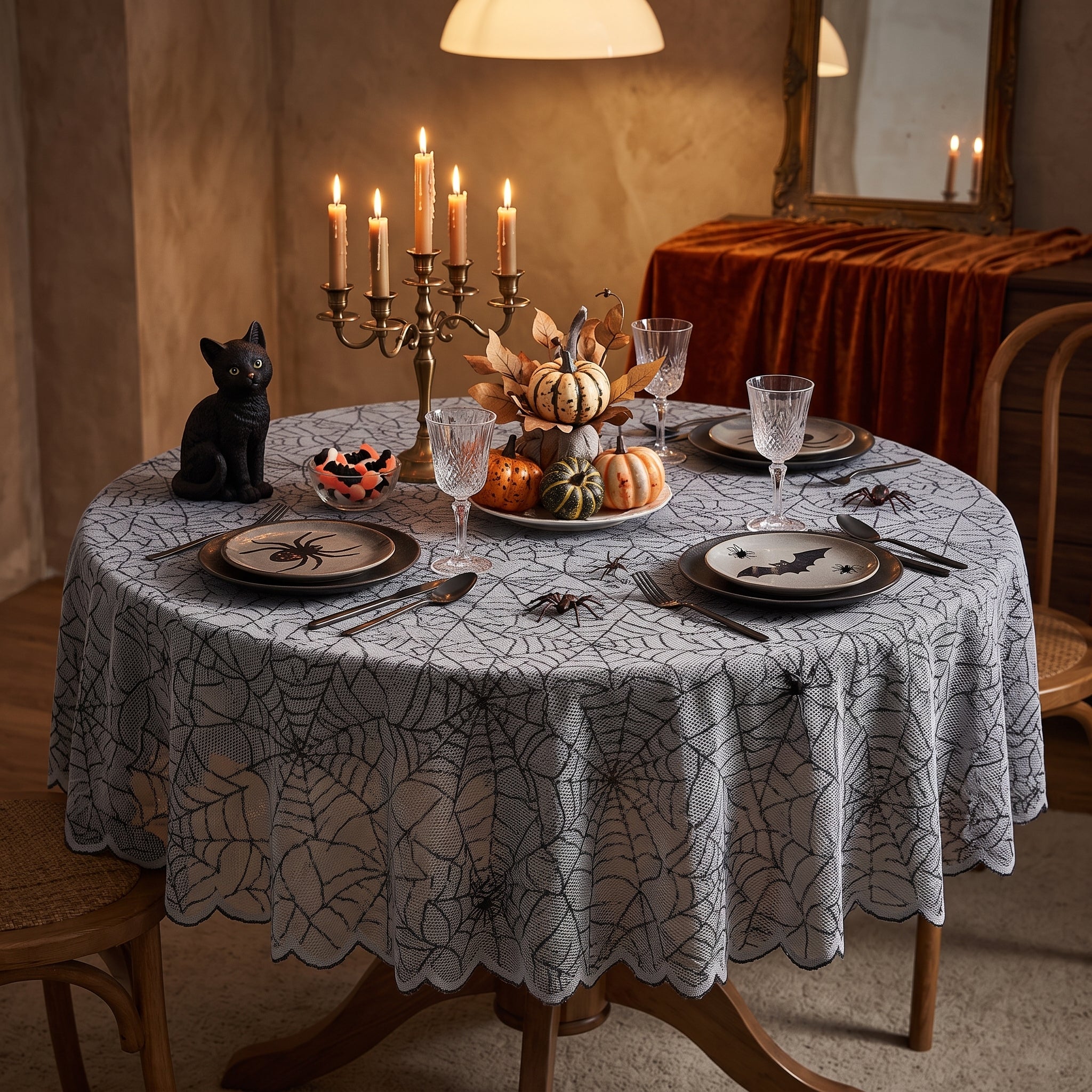 Nappe Ronde Toile d’Araignée à thème