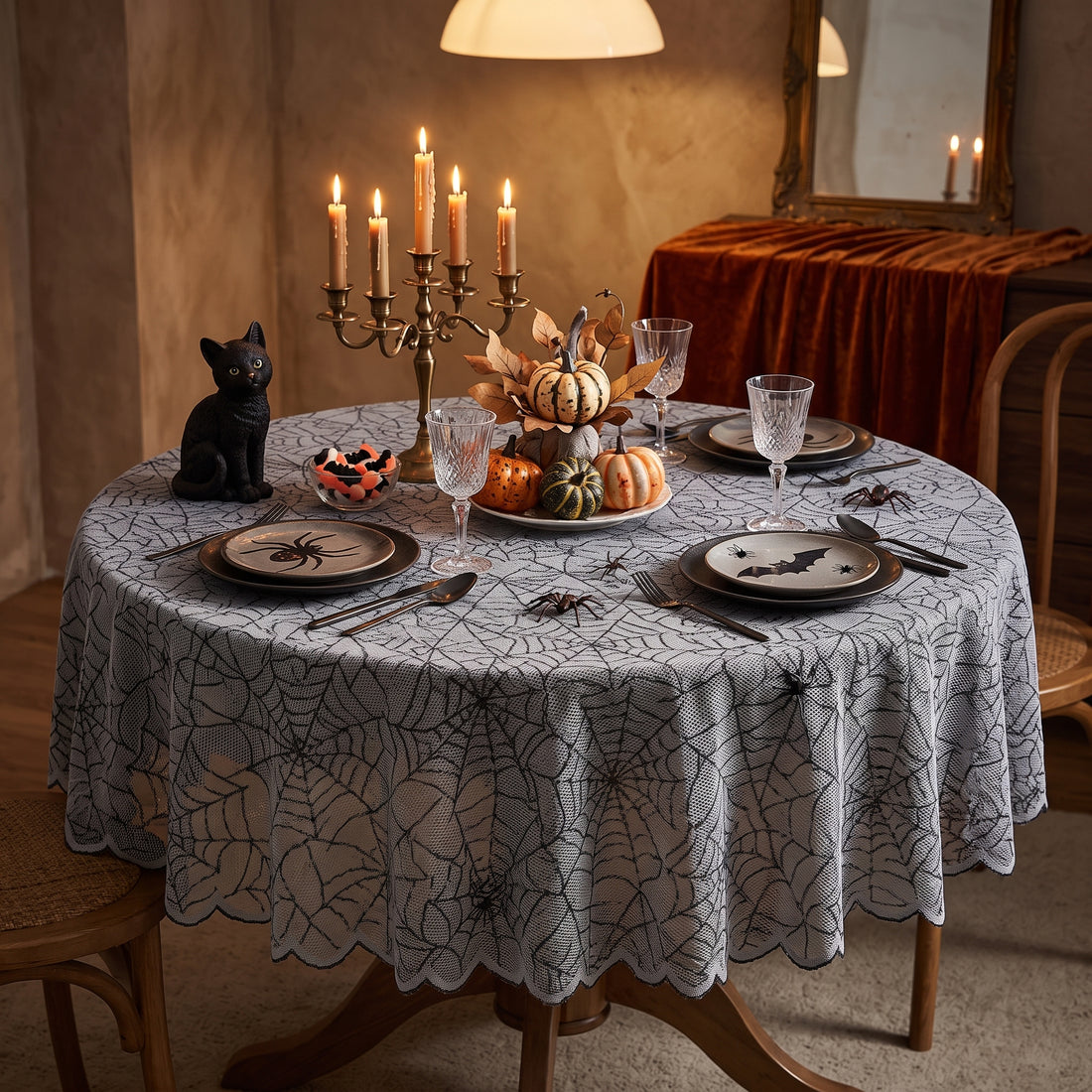 Nappe Ronde Toile d’Araignée à thème