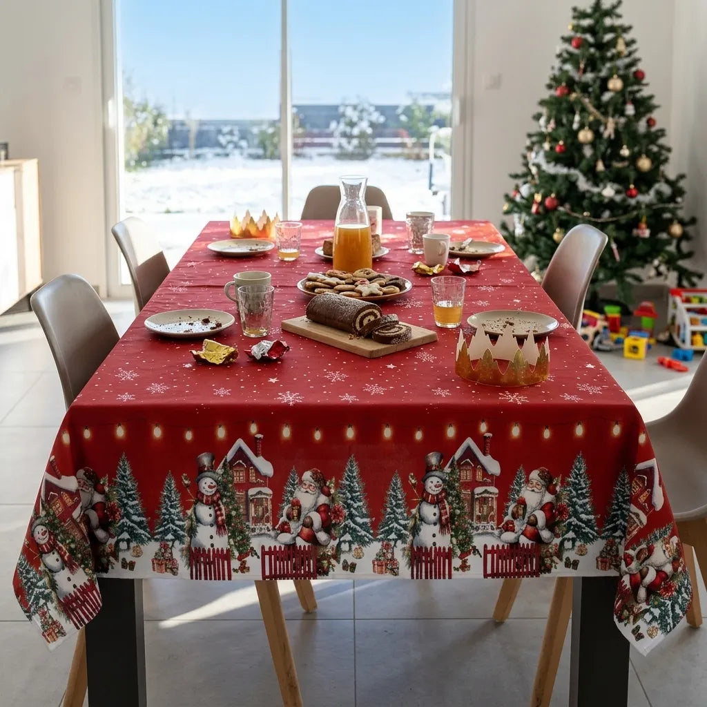 Nappe Rouge Village de Noël Design