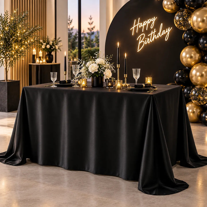 Nappe Tissu en Satin Noir