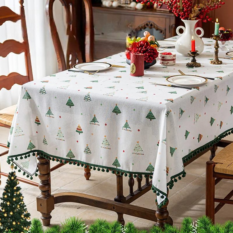Nappe de Noël Blanche à Sapin Elégant