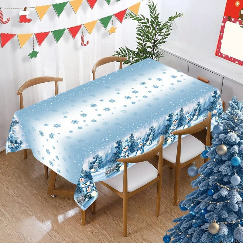 Nappe de Noël Bleue en Plastique Thème Hiver