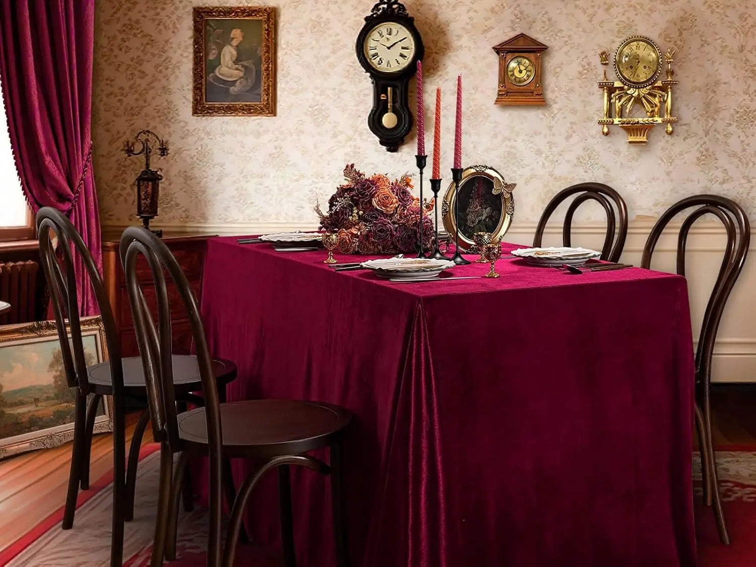 Nappe de Noël Bordeaux Veloutée