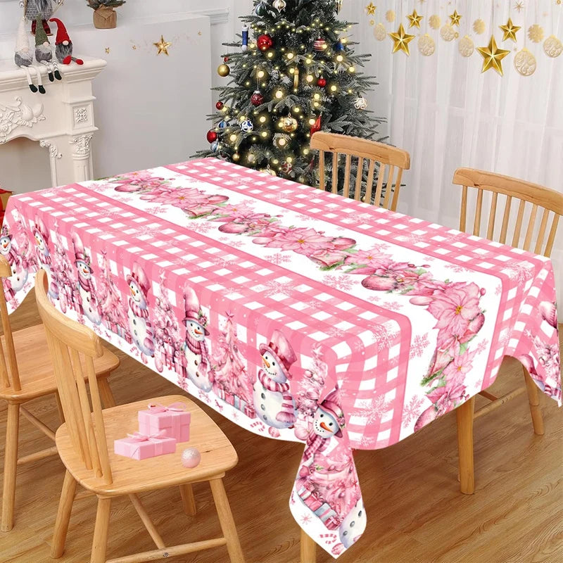Nappe de Noël Carreaux Rose