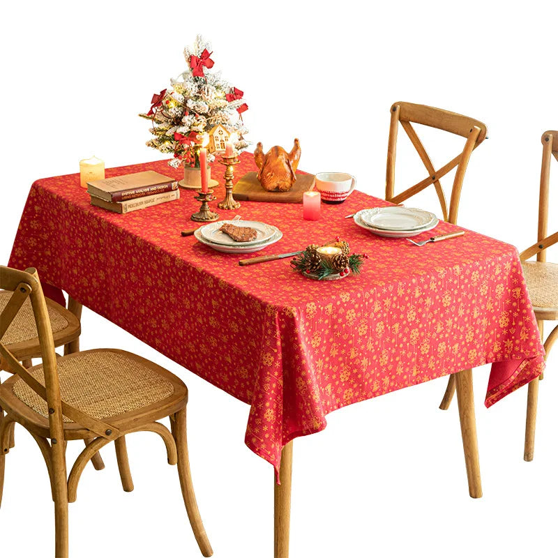 Nappe de Noël à Flocons Rouge