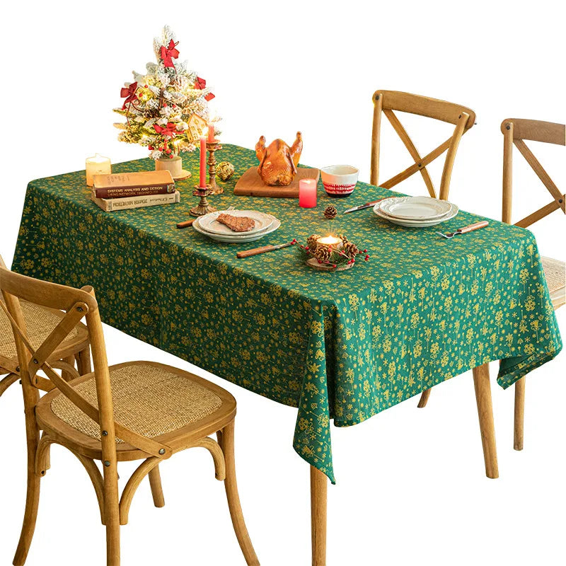 Nappe de Noël à Flocons Verte
