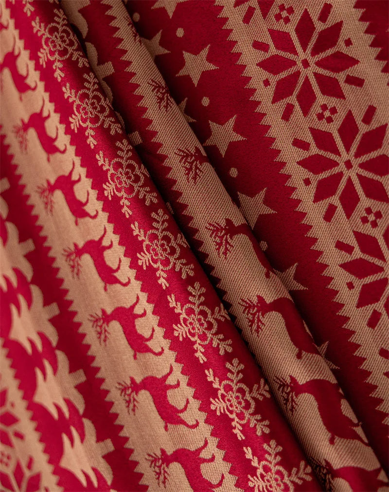 Nappe de Noël Ronde Bordeaux Motifs Noël Chic 