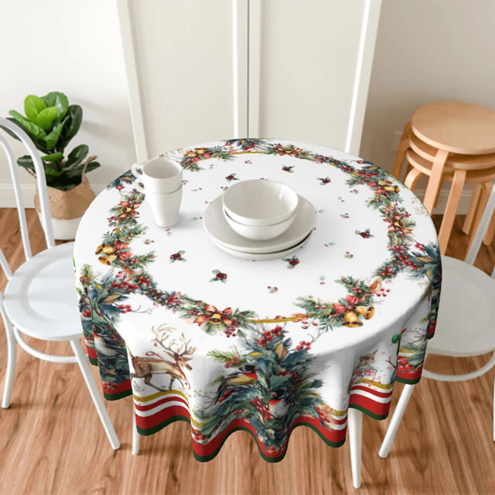Nappe de Noël Ronde Végétale Festif