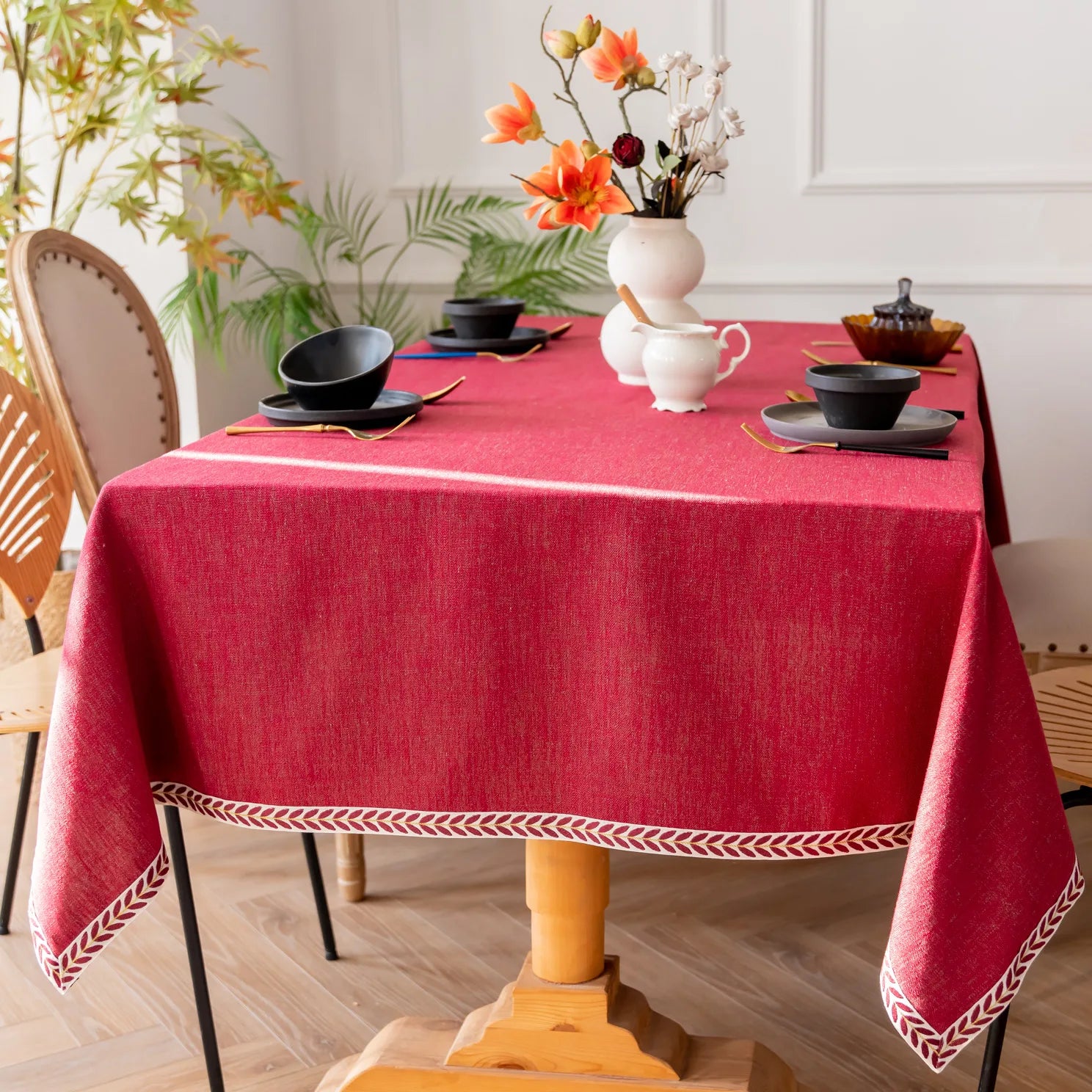 Nappe de Noël Rouge Minimaliste