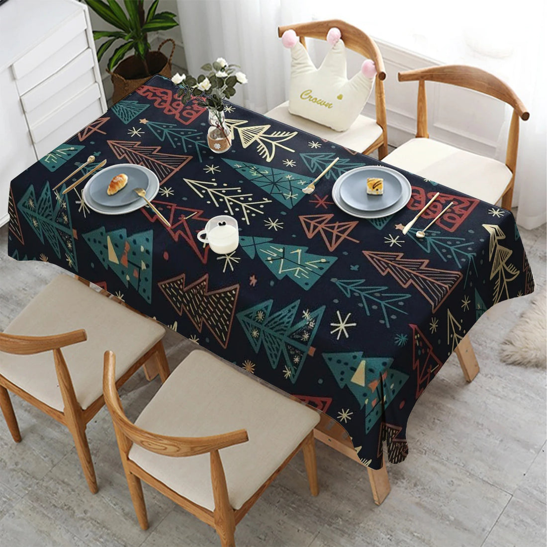 Nappe de Noël à Sapins