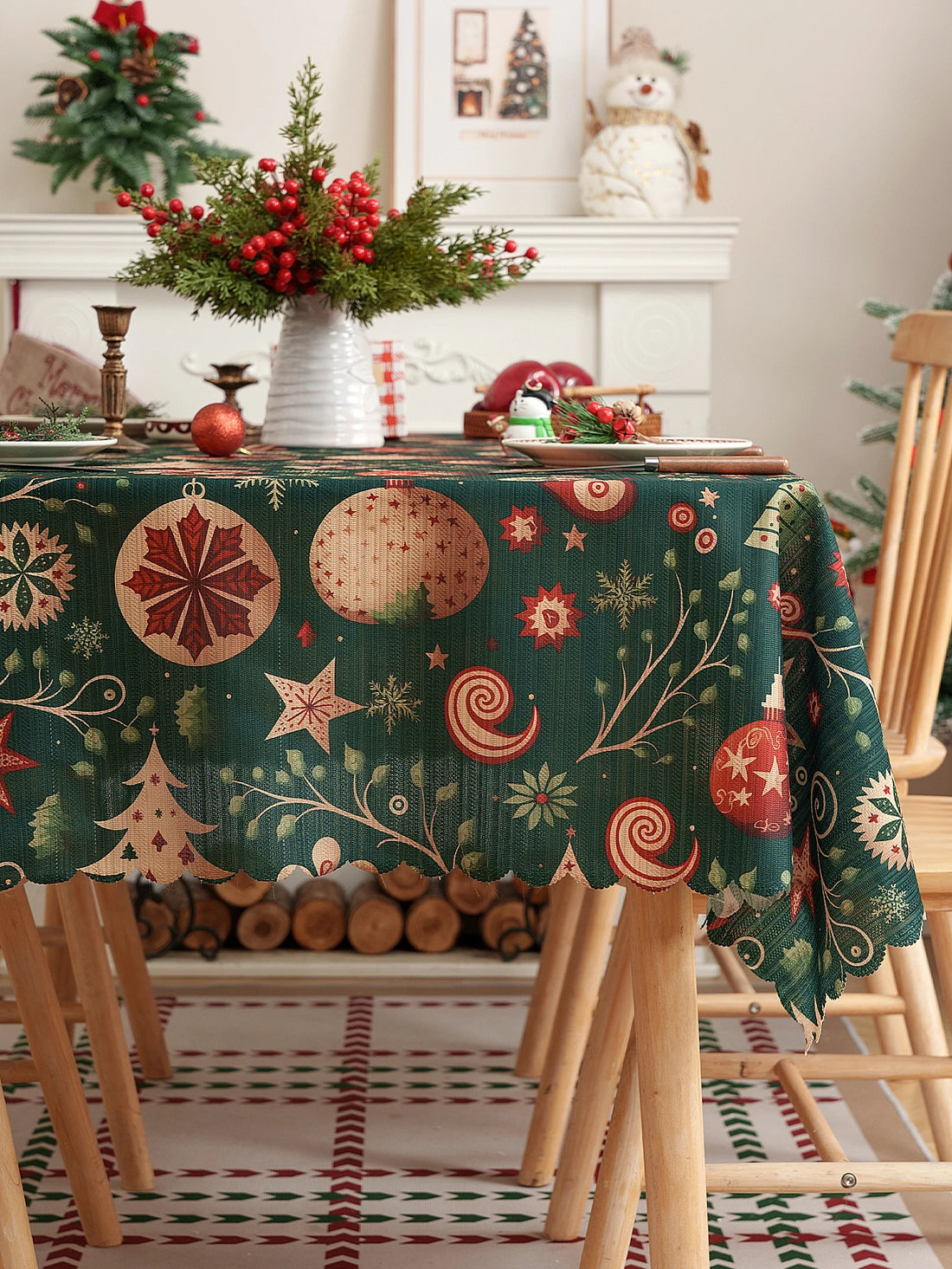 Nappe de Noël Verte Sapin 