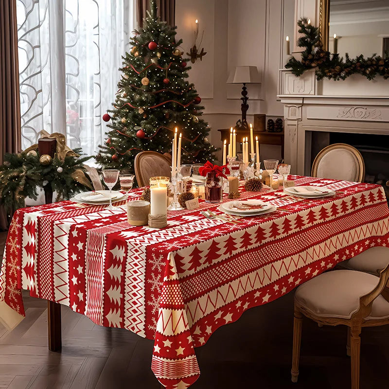 Nappe de Noël en Lin à Motifs Géométrique