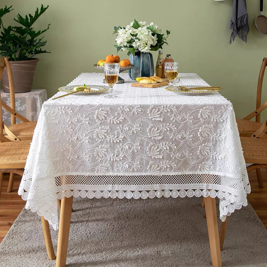 Nappe de Table Blanche Elégante Saint-Valentin durable