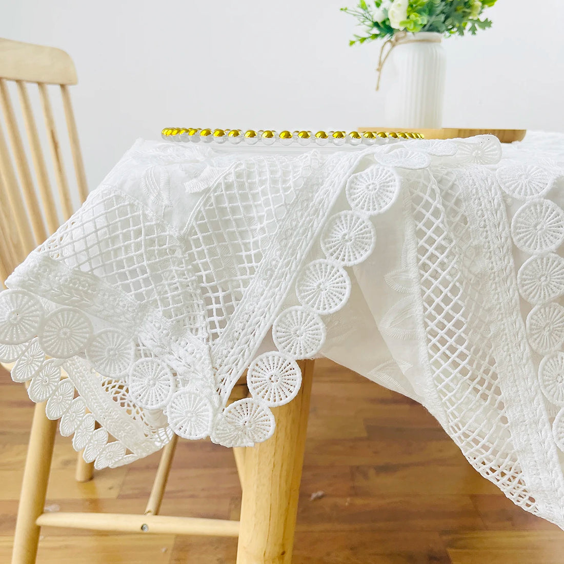 Nappe de Table Blanche Elégante Saint-Valentin lavable