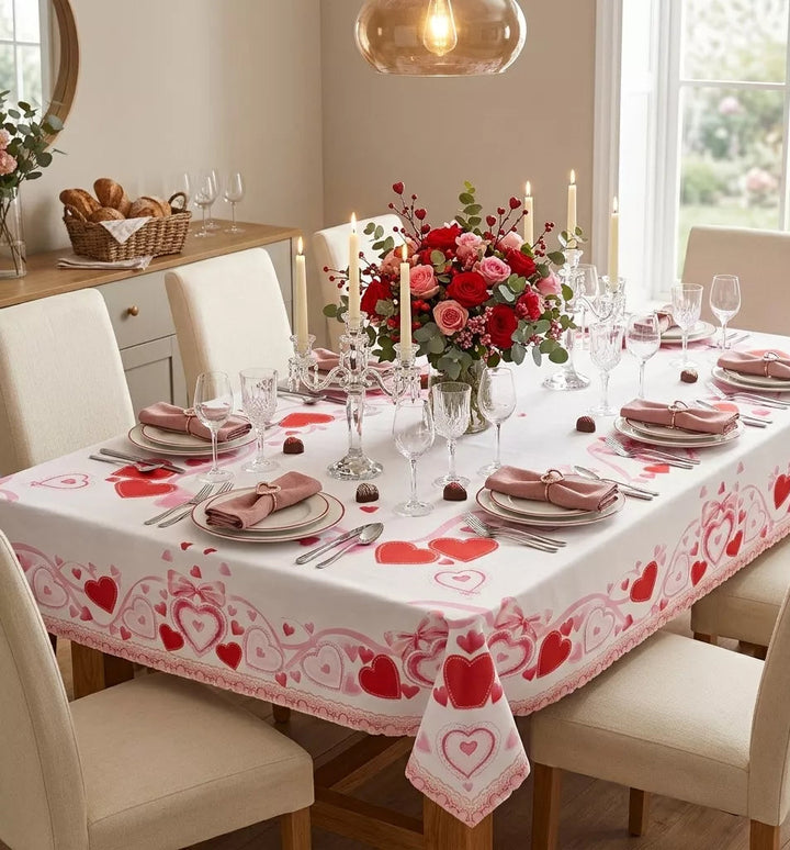 Nappe de Table Blanche Motifs Cœurs Original
