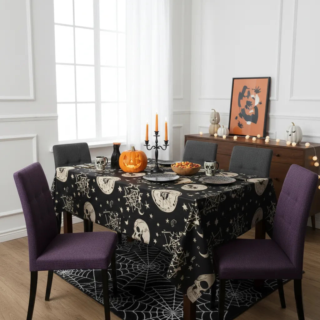 Nappe de Table Noire à Crâne
