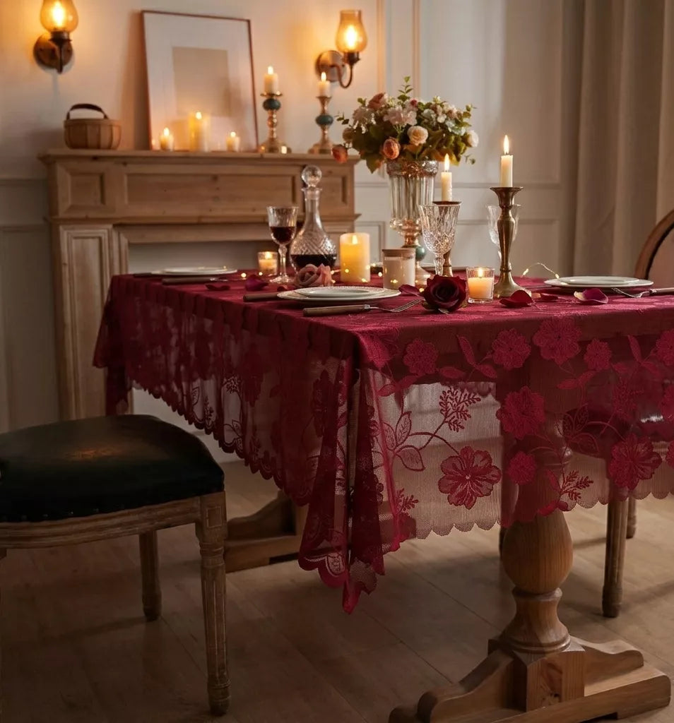 Nappe de Table Saint-Valentin Rouge Florale Original