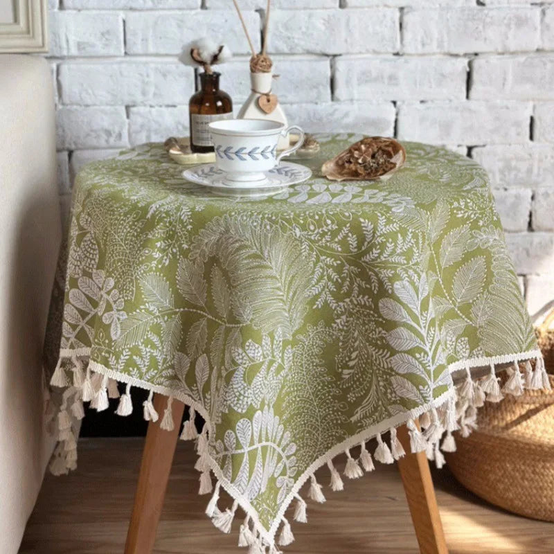 Nappe de Table Verte à Motif Feuilles Conviviale