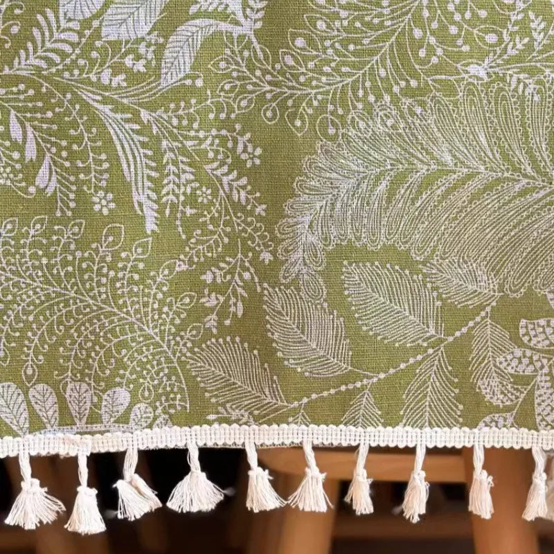 Nappe de Table Verte à Motif Feuilles Tendance
