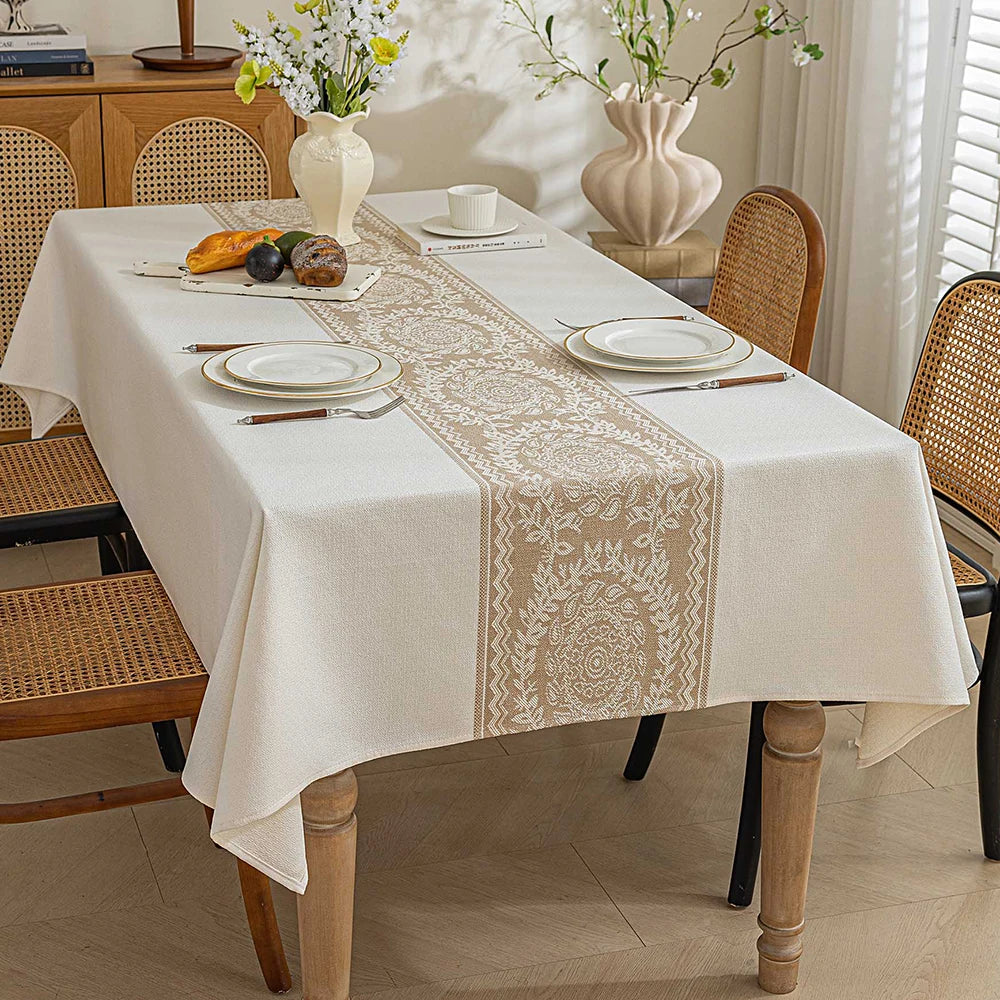 Nappe de Table en Lin Design Beige