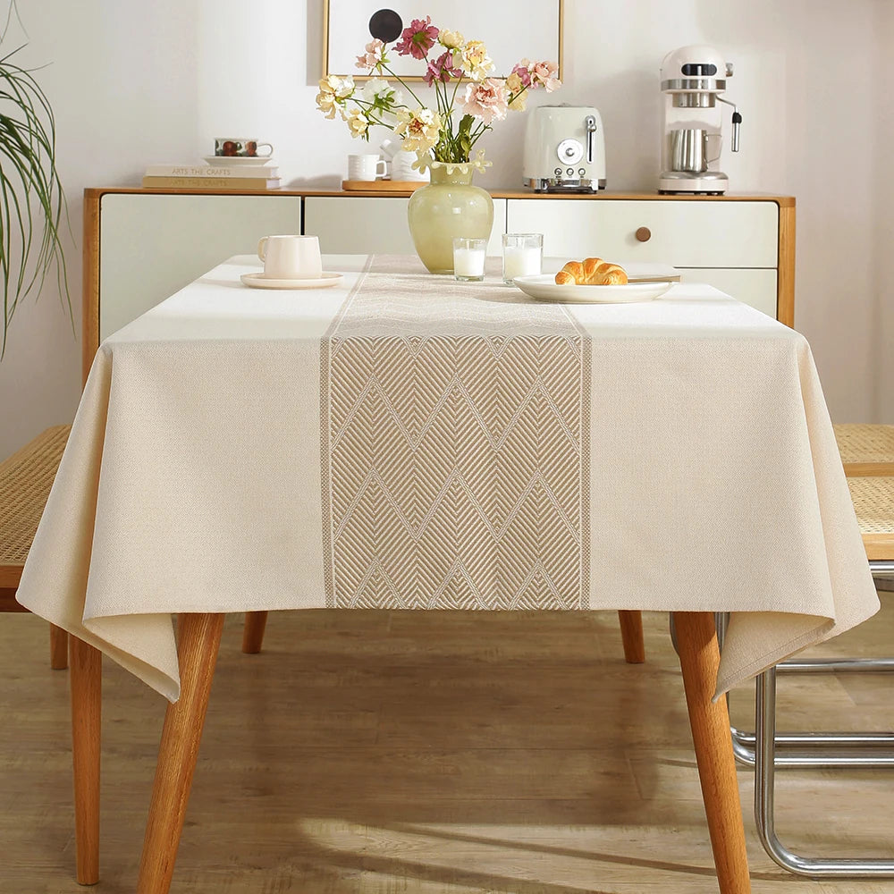 Nappe de Table en Lin à Motifs Géométriques Noble