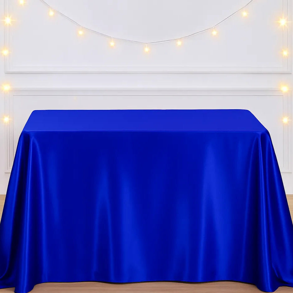 Nappe de Table en Satin Bleu Roi