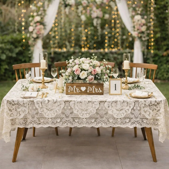 Nappe en Dentelle Beige Mariage