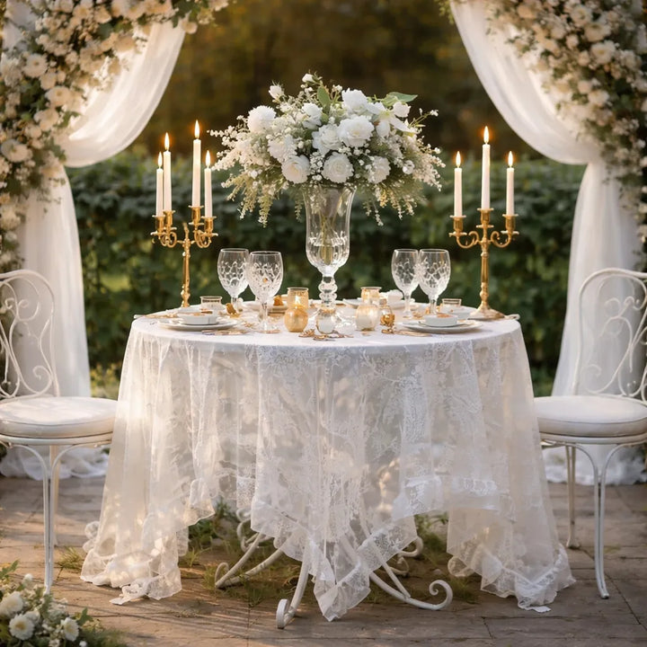 Nappe en Dentelle Blanche Décorative Mariage