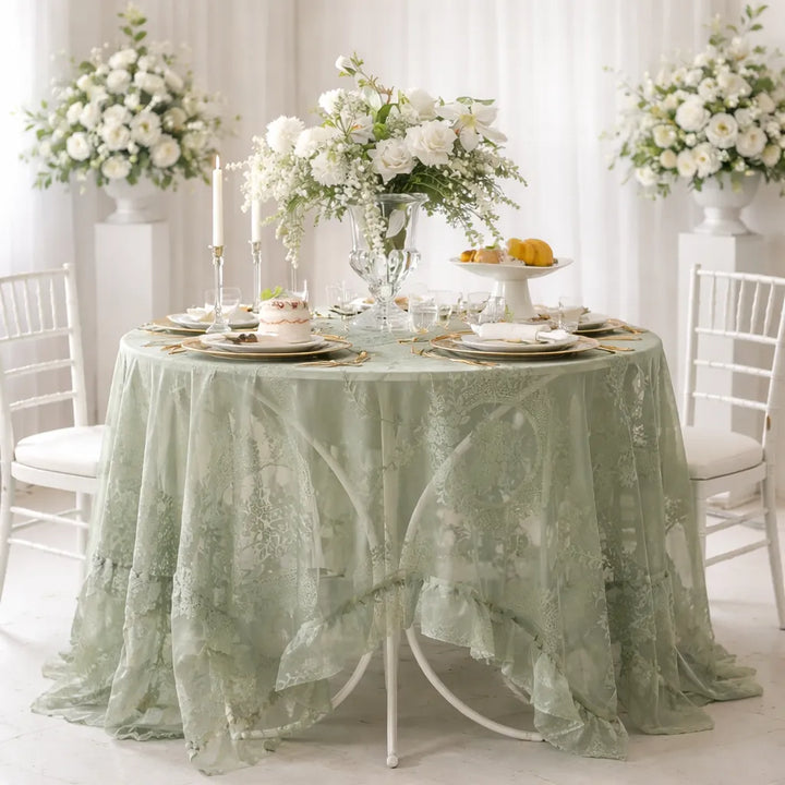 Nappe en Dentelle Verte Elégante Mariage