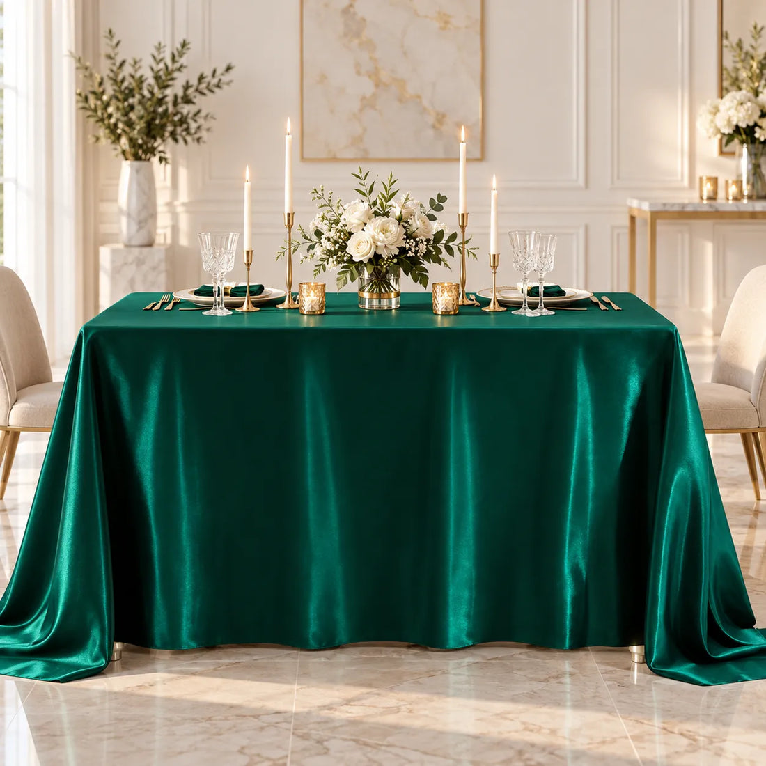 Nappe Élégante en Satin Vert