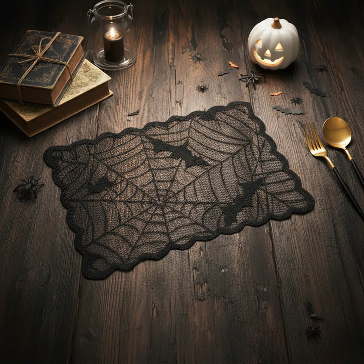 Napperon Rectangle Toile d’Araignée en Tissu