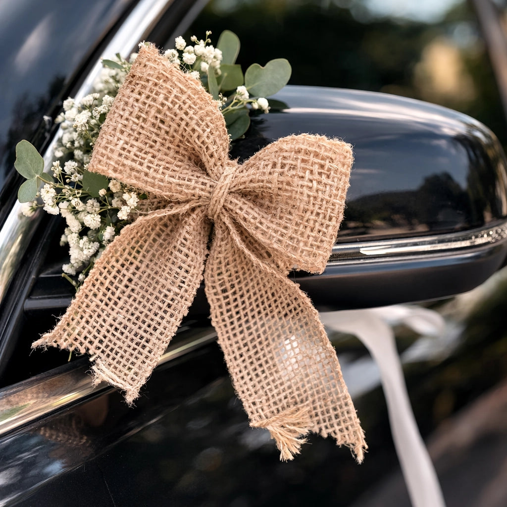 Noeud pour Voiture Mariage Minimaliste en Jute