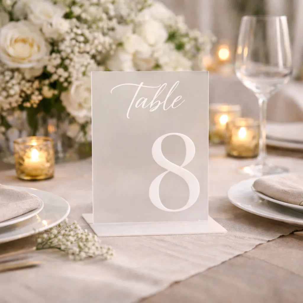 Numéro de Table Acrylique 3D Blanc Epuré