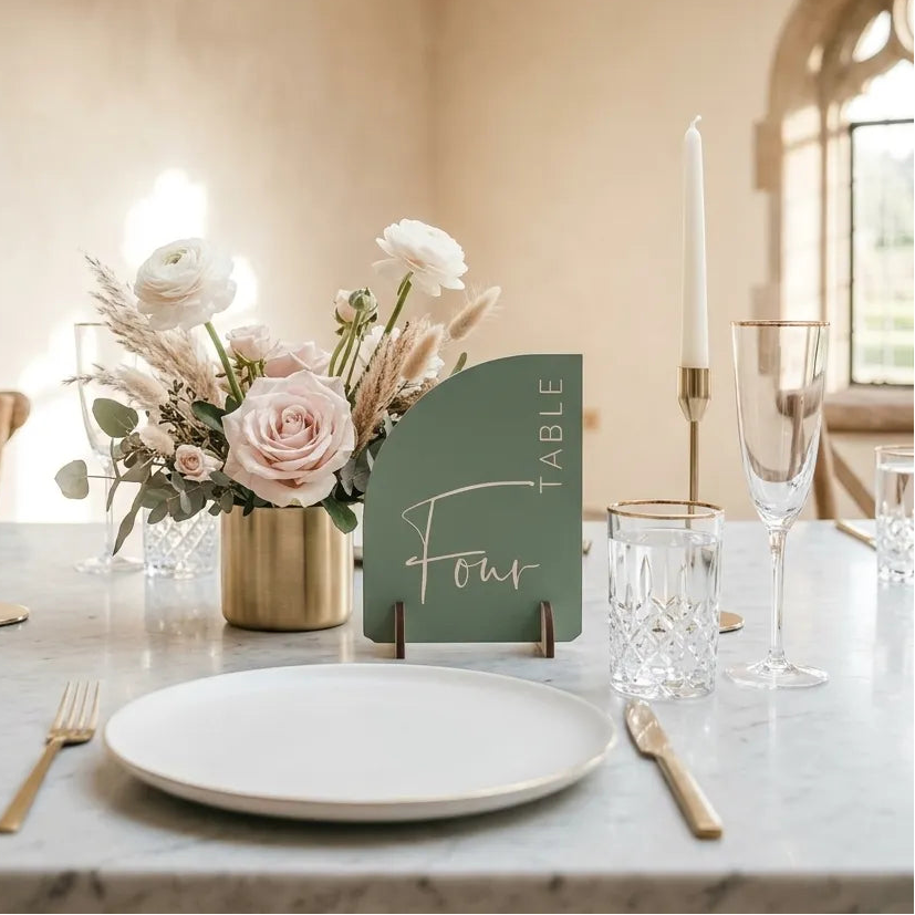 Numéro de Table Demi-Arc Minimaliste Raffiné