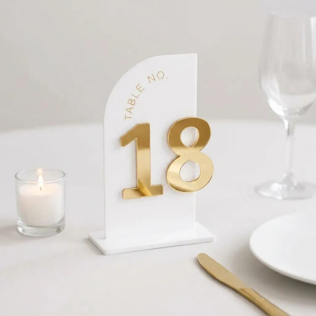 Numéro de Table Demi-Arc Moderne 3D Minimaliste