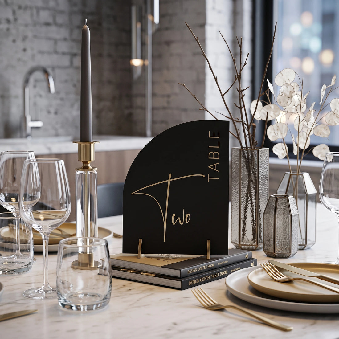 Numéro de Table Demi-Arc elegant