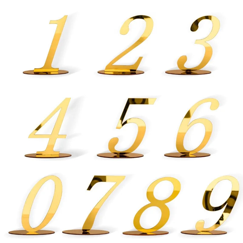 Numéro de Table Mariage Doré Chic