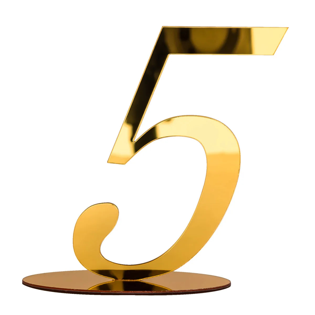 Numéro de Table Mariage Doré Cinq