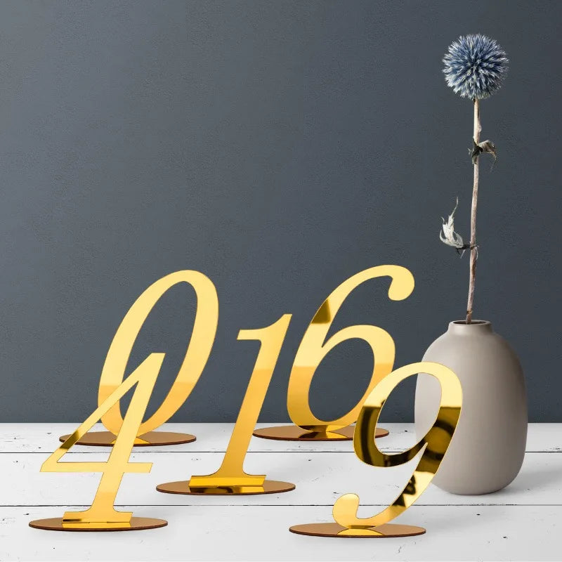 Numéro de Table Mariage Doré Elégante