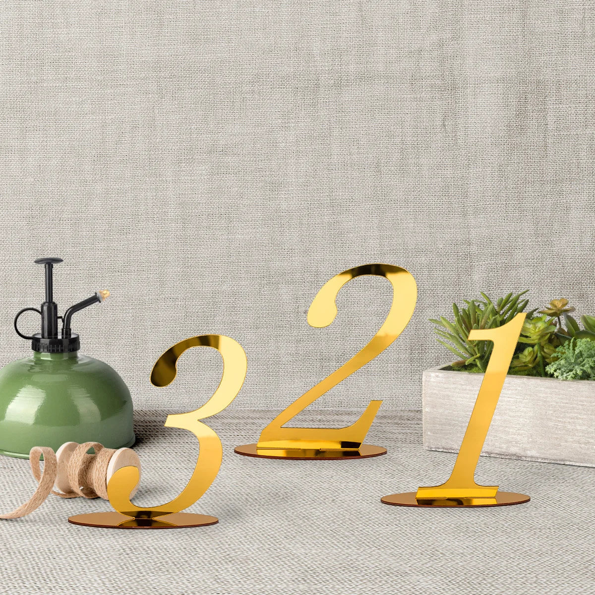 Numéro de Table Mariage Doré Lumineux