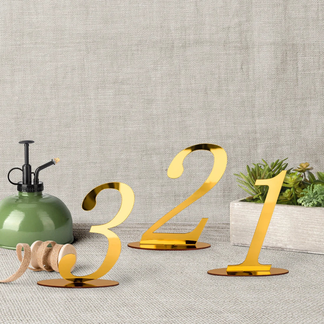 Numéro de Table Mariage Doré Lumineux