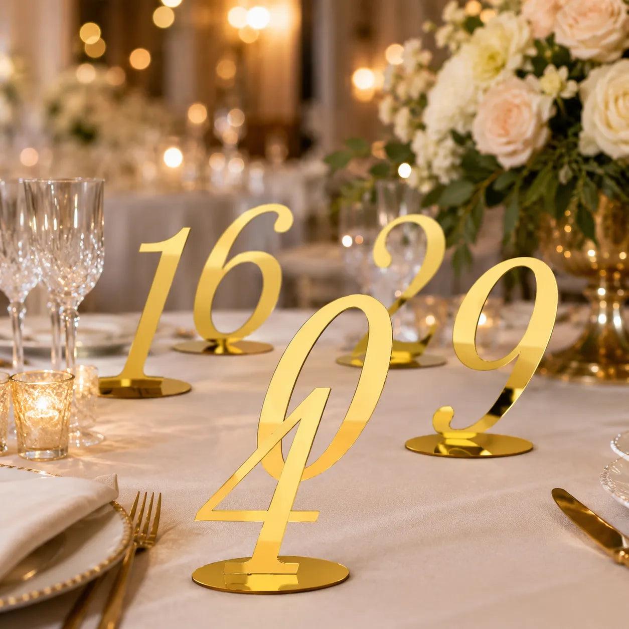 Numéro de Table Mariage Doré luxe