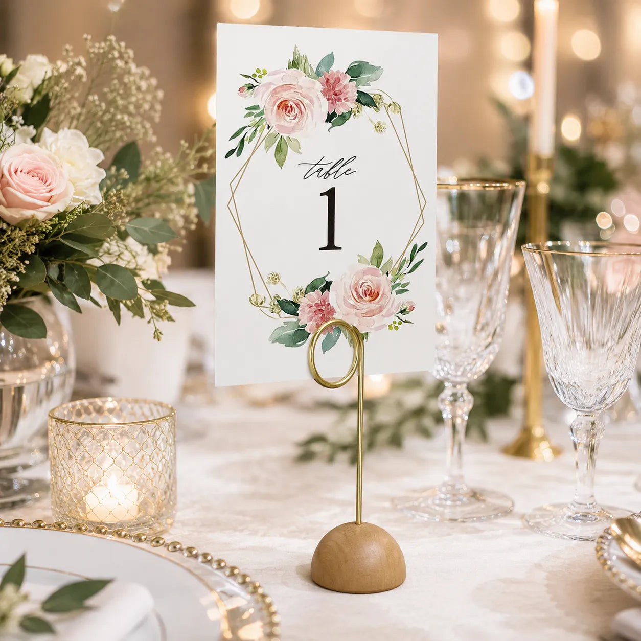 Numéro de Table Mariage Floral romantique