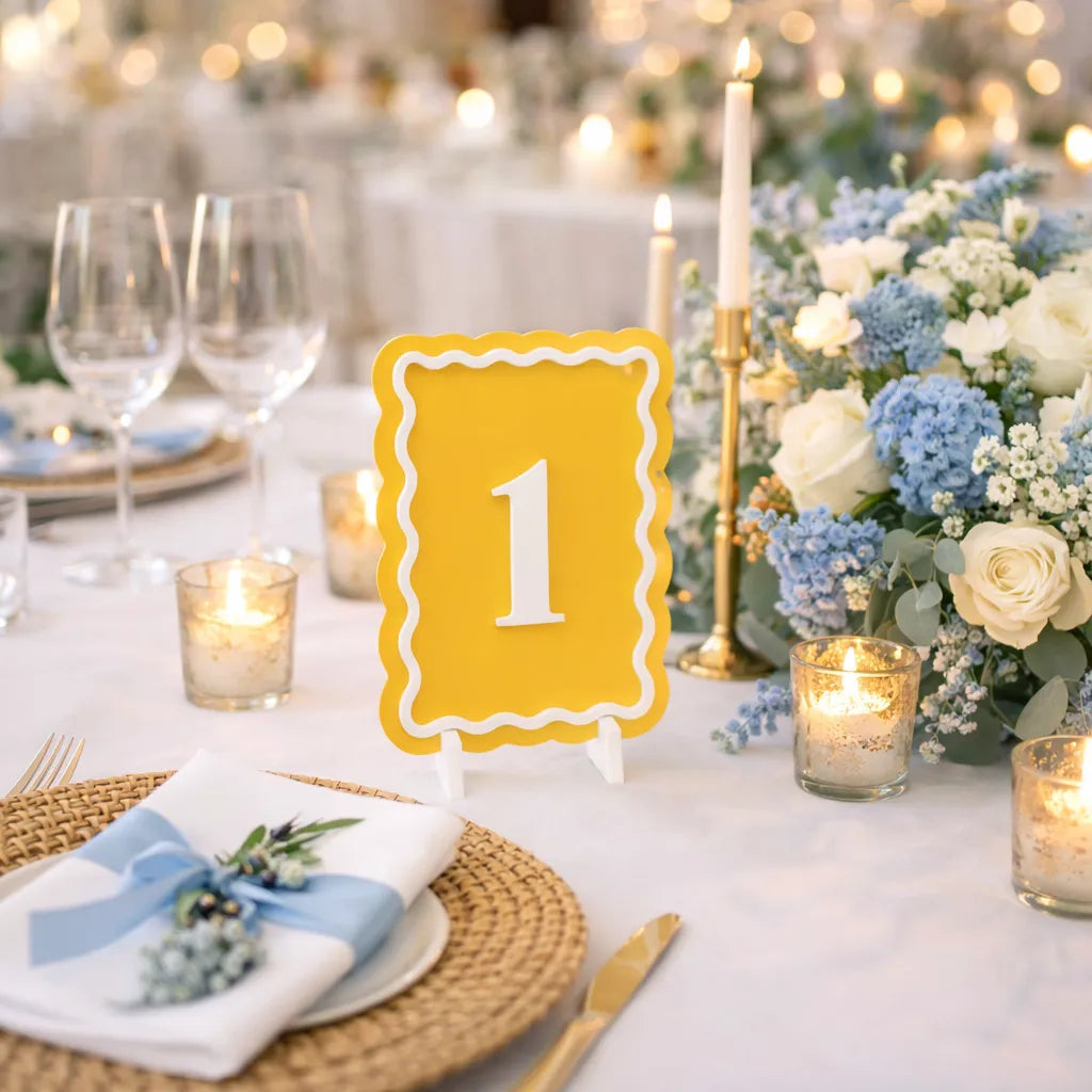Numéro de Table Mariage Jaune