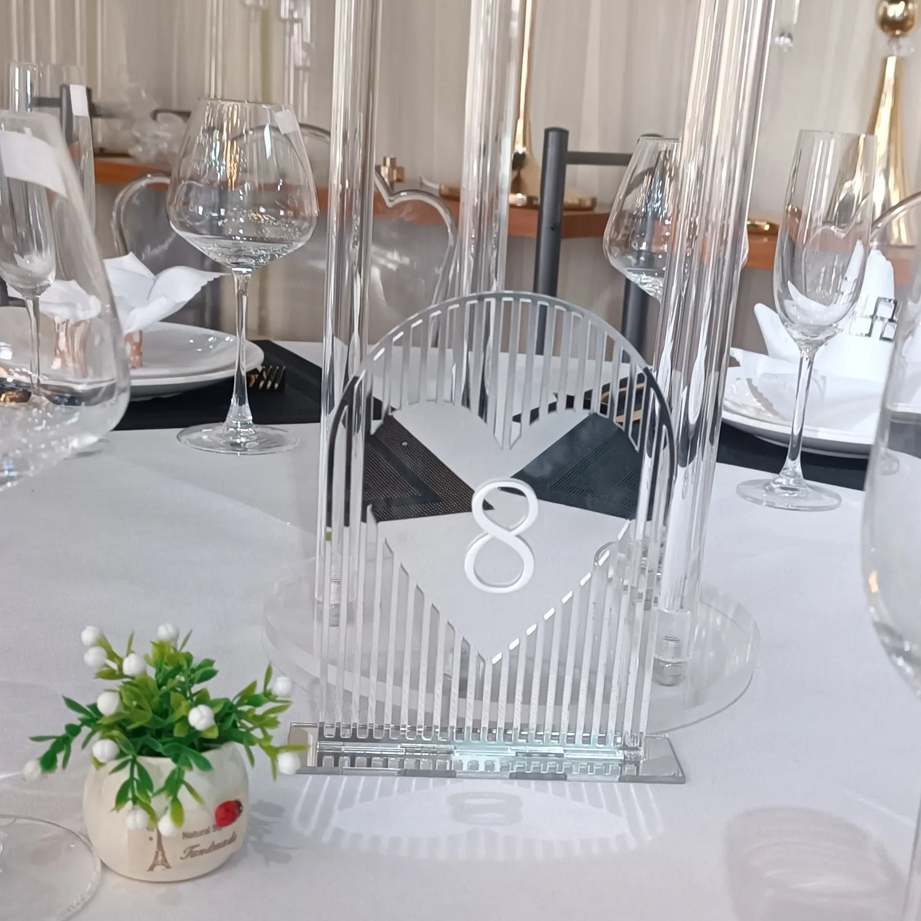 Numéro de Table Mariage Miroir à Cœur