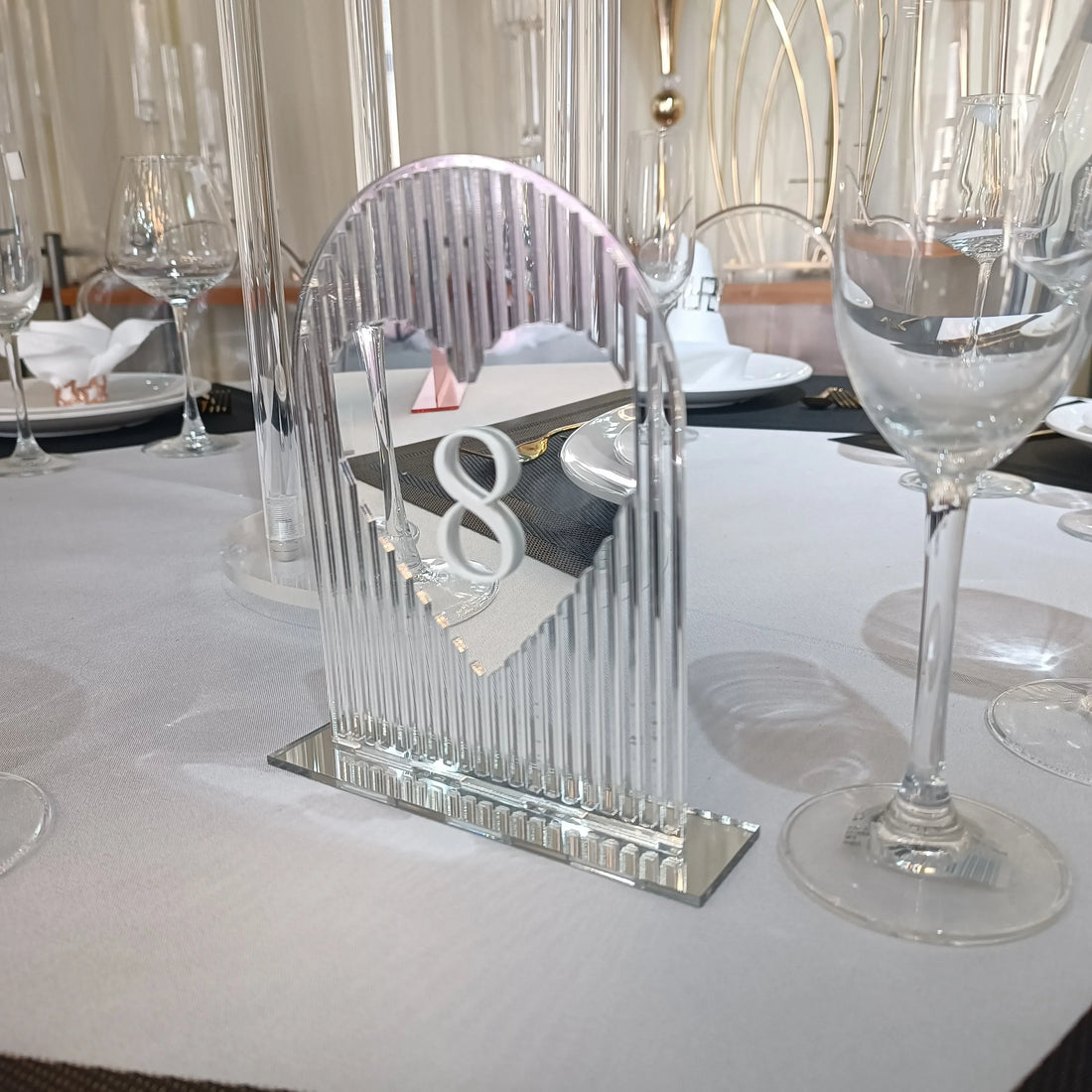 Numéro de Table Mariage Miroir à Cœur Raffiné